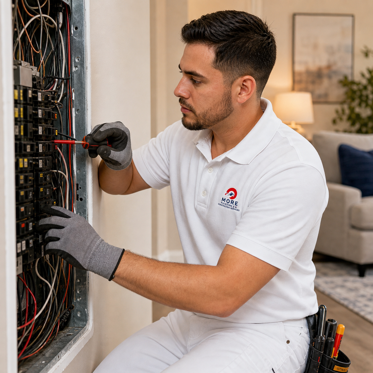 Electrical service by MORE Painting & Construction Services